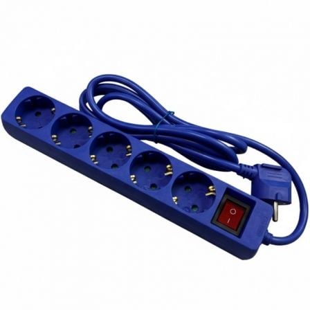 Regleta con Interruptor Phasak BN 0825/ 5 Tomas de Corriente/ Cable 1.8m/ Azul - Frikibase