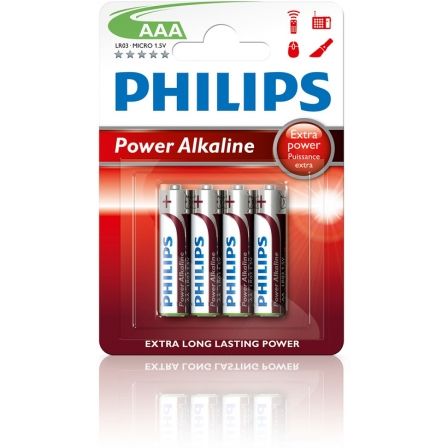 Pack de 4 Pilas AAA Philips LR03P4B/10/ 1.5V/ Alcalinas - Frikibase