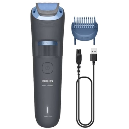 Cortabarbas Philips Beardtrimmer series 3000 BT3617/15/ con Batería/ 2 Accesorios - Frikibase