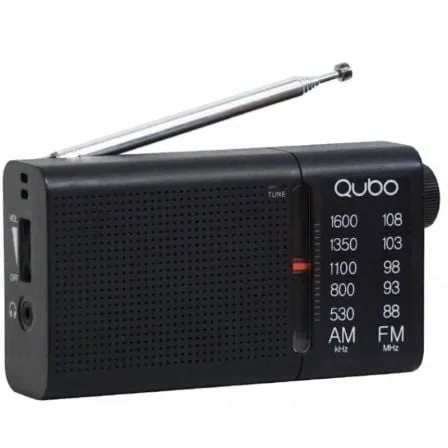 Radio Portátil Qubo RS-2/ con Cable/ a Pilas/ Negra - Frikibase