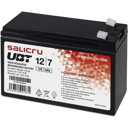 Batería Salicru UBT 12/7 V2 compatible con SAI Salicru según especificaciones - Frikibase