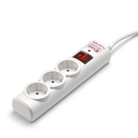 Regleta con interruptor Salicru SPS SAFE 3/ 3 Tomas de corriente/ Cable 1.5m/ Blanca - Frikibase