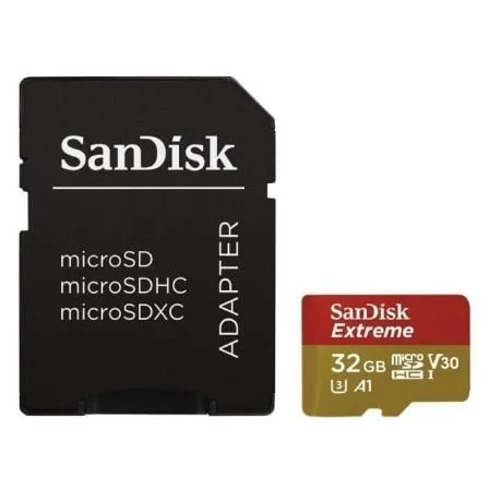 Tarjeta de Memoria SanDisk Extreme 32GB microSD HC UHS-I con Adaptador/ Clase 10/ 100MBs - Frikibase
