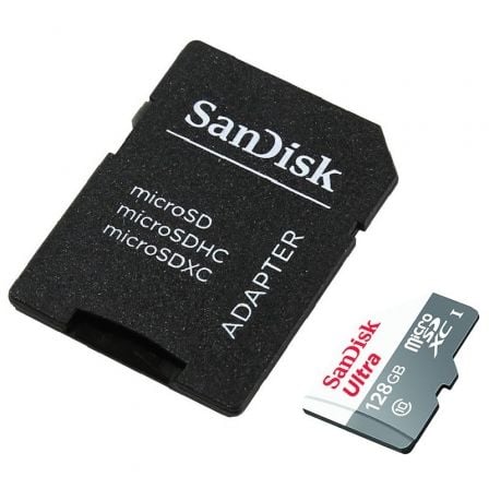 Tarjeta de Memoria SanDisk Ultra 128GB microSD XC con Adaptador/ Clase 10/ 80MB/s - Frikibase