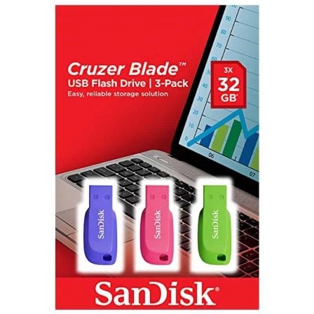 Pendrives 32GB SanDisk Cruzer Blade/ USB 2.0/ Pack 3 - Frikibase
