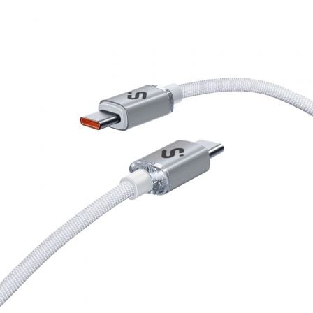 Cable USB 2.0 Tipo-C Subblim Optimus/ USB Tipo-C Macho - USB Tipo-C Macho/ Hasta 60W/ 480Mbps/ 1m/ Blanco - Frikibase