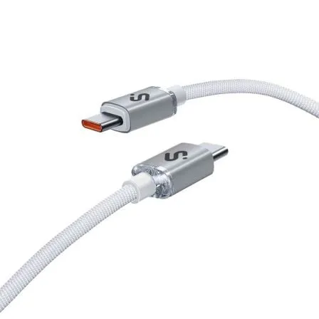 Cable USB 2.0 Tipo-C Subblim Optimus/ USB Tipo-C Macho - USB Tipo-C Macho/ Hasta 60W/ 480Mbps/ 1m/ Blanco - Frikibase