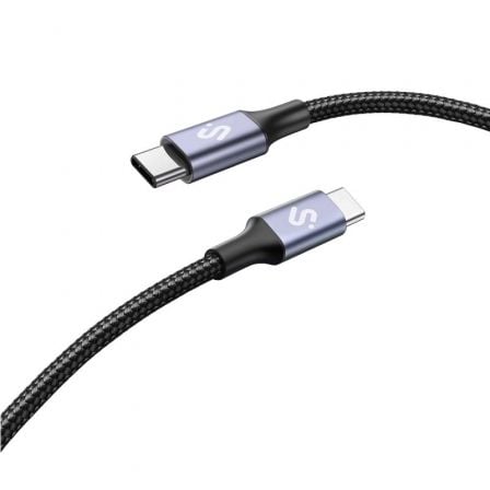 Cable USB 2.0 Tipo-C Subblim Plus/ USB Tipo-C Macho - USB Tipo-C Macho/ Hasta 100W/ 480Mbps/ 2m/ Negro - Frikibase