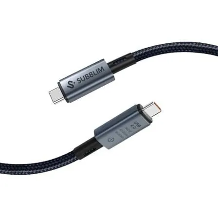 Cable USB 4.0 Tipo-C Subblim Cable High/ USB Tipo-C Macho - USB Tipo-C Macho/ Hasta 240W/ 40Gbps 1.5m/ Negro - Frikibase