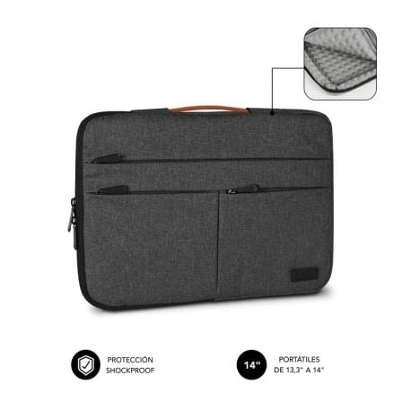 Funda Subblim Air Padding 360 Sleeve para Portátiles hasta 14"/ Gris Oscuro - Frikibase