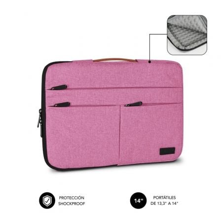 Funda Subblim Air Padding 360 Sleeve para Portátiles hasta 14"/ Rosa - Frikibase