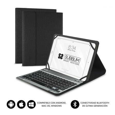 Funda con Teclado Subblim Keytab Pro Bluetooth para Tablets de 10.1"-10.8"/ Negra - Frikibase