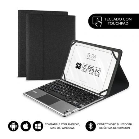Funda con Teclado Subblim Keytab Pro Bluetooth Touchpad para Tablets de 9.6"-10.8"/ Negra - Frikibase