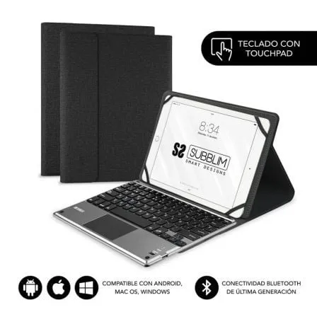Funda con Teclado Subblim Keytab Pro Bluetooth Touchpad para Tablets de 9.6"-10.8"/ Negra - Frikibase