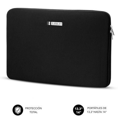 Funda Subblim Business Laptop Sleeve Neoprene para Portátiles 13.3"-14"/ Negra - Frikibase