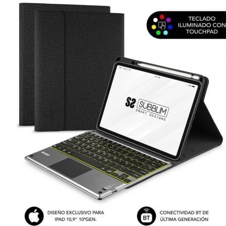 Funda con Teclado Subblim KeyTab Pro BT para Tablet iPad 10.9" 10a Gen/ Negra - Frikibase