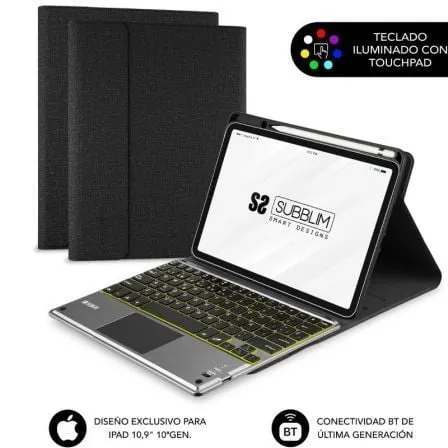 Funda con Teclado Subblim KeyTab Pro BT para Tablet iPad 10.9" 10a Gen/ Negra - Frikibase