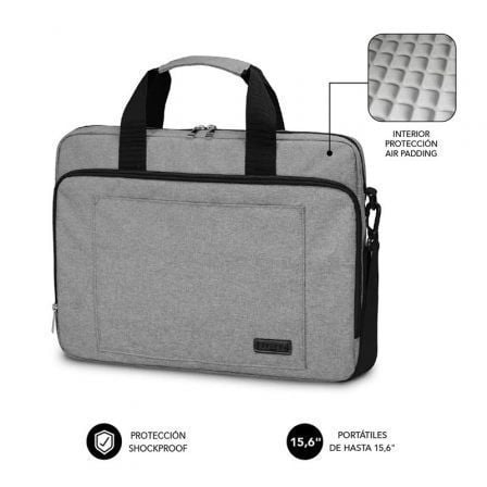 Maletín Subblim Air Padding Laptop Bag para Portátiles hasta 15.6"/ Cinta para Trolley/ Gris - Frikibase