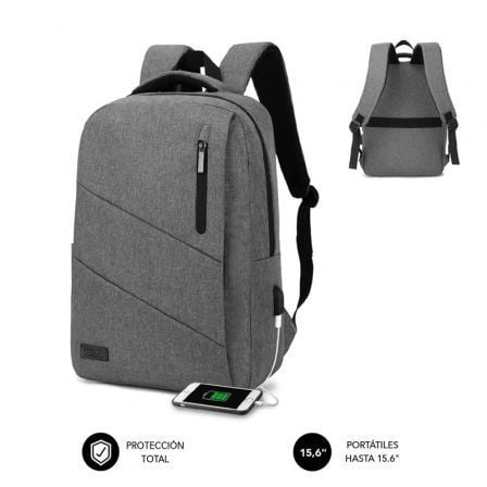 Mochila Subblim City Backpack para Portátiles hasta 15.6"/ Puerto USB/ Gris - Frikibase