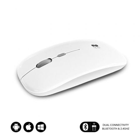Ratón Inalámbrico Subblim Dual Flat/ Batería recargable/ Hasta 1600 DPI/ Blanco - Frikibase