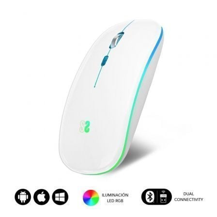 Ratón Inalámbrico Subblim LED Dual Flat/ Batería recargable/ Hasta 1600 DPI/ Blanco - Frikibase