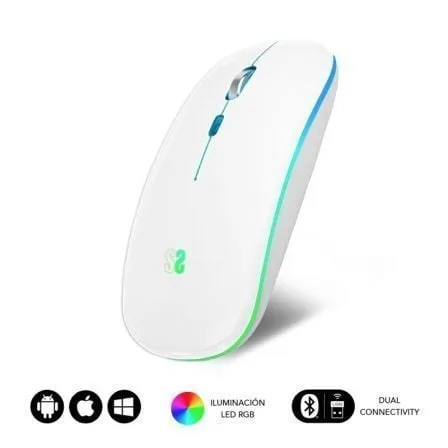 Ratón Inalámbrico Subblim LED Dual Flat/ Batería recargable/ Hasta 1600 DPI/ Blanco - Frikibase