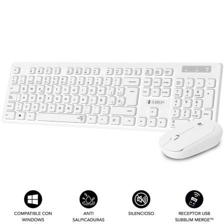Teclado y Ratón Subblim Combo Business Slim Silencioso Inalámbrico/ Blanco - Frikibase