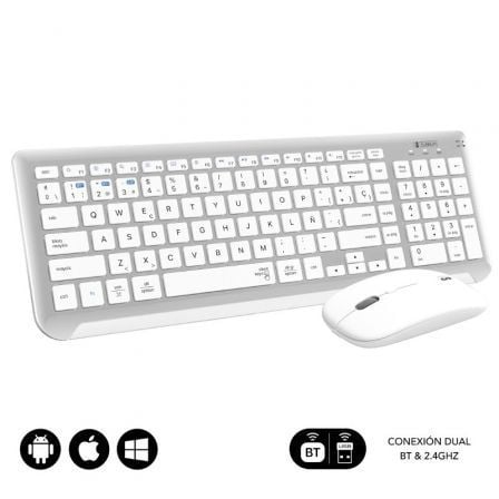 Teclado y Ratón Inalámbrico Subblim Combo Dual Prestige Extendido/ Blanco y Plata - Frikibase