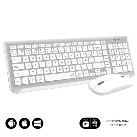 Teclado y Ratón Inalámbrico Subblim Combo Dual Prestige Extendido/ Blanco y Plata - Frikibase