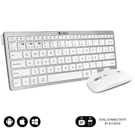 Teclado y Ratón Inalámbrico Subblim OCO010 Combo Multidispositivo Compacto/ Plata - Frikibase