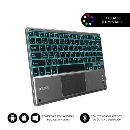 Teclado Compacto Inalámbrico Subblim Touchpad Smart Blacklit/ Gris - Frikibase