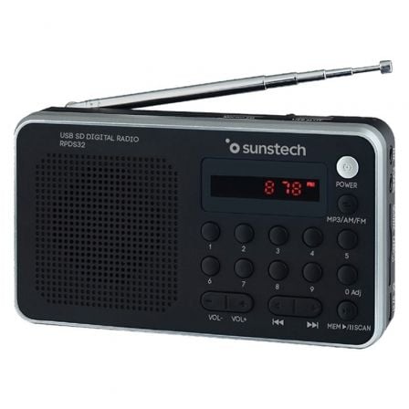 Radio Portátil Sunstech RPD32SL/ con Batería/ Negra y Plateada - Frikibase