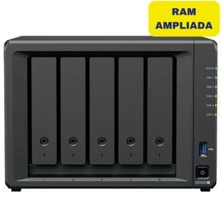 NAS Synology Diskstation DS1525+/ 5 Bahías 3.5"- 2.5"/ 16GB DDR4/ Formato Torre - Frikibase