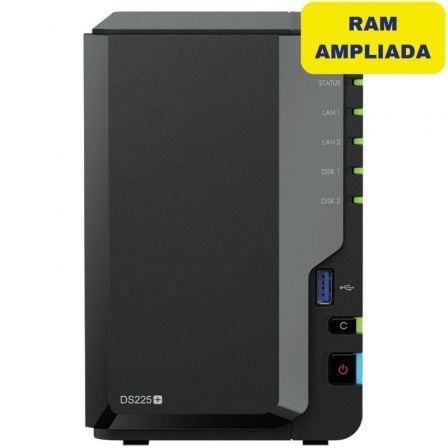 NAS Synology Diskstation DS225+/ 2 Bahías 3.5"- 2.5"/ 6GB DDR4/ Formato Torre - Frikibase