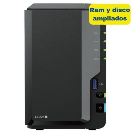 NAS Synology Diskstation DS225+/ 2 Bahías 3.5"- 2.5"/ 6GB DDR4/ 8TB/ Formato Torre - Frikibase