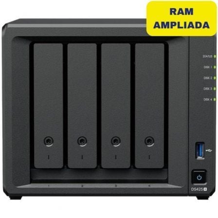 NAS Synology Diskstation DS425+/ 4 Bahías 3.5"- 2.5"/ 6GB DDR4/ Formato Torre - Frikibase