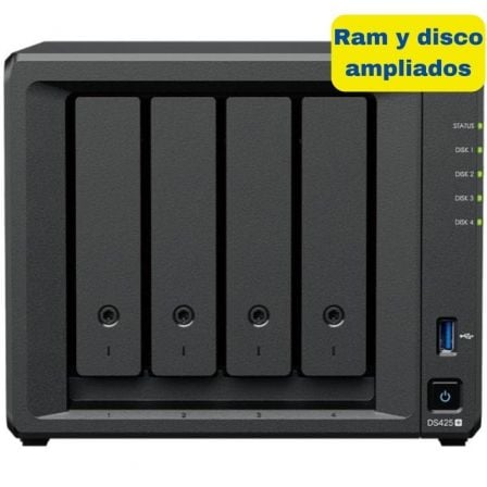 NAS Synology Diskstation DS425+/ 4 Bahías 3.5"- 2.5"/ 6GB DDR4/ 16TB/ Formato Torre - Frikibase