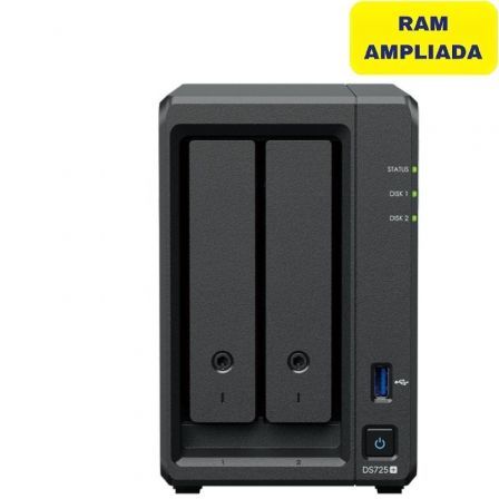 NAS Synology Diskstation DS725+/ 2 Bahías 3.5"- 2.5"/ 16GB DDR4/ Formato Torre - Frikibase