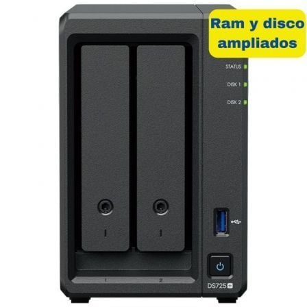 NAS Synology Diskstation DS725+/ 2 Bahías 3.5"- 2.5"/ 8GB DDR4/ 8TB/ Formato Torre - Frikibase