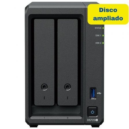 NAS Synology Diskstation DS725+/ 2 Bahías 3.5"- 2.5"/ 4GB DDR4/ 8TB/ Formato Torre - Frikibase