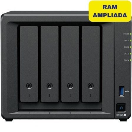 NAS Synology Diskstation DS925+/ 4 Bahías 3.5"- 2.5"/ 8GB DDR4/ Formato Torre - Frikibase