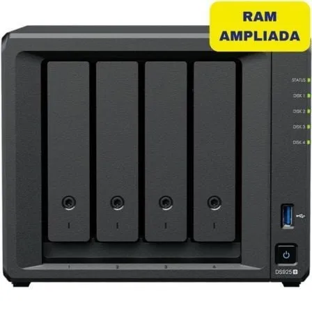 NAS Synology Diskstation DS925+/ 4 Bahías 3.5"- 2.5"/ 8GB DDR4/ Formato Torre - Frikibase