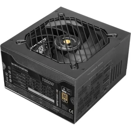 Fuente de Alimentación Mars Gaming MPB1000SIM/ 1000W/ Ventilador 14cm/ ATX 3.1/ PCIe 5.1/ 80 Plus Gold - Frikibase