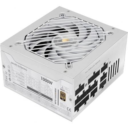 Fuente de Alimentación Mars Gaming MPB1000SIM/ 1000W/ Ventilador 14cm/ ATX 3.1/ PCIe 5.1/ 80 Plus Gold/ Blanca - Frikibase
