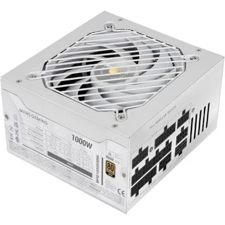 Fuente de Alimentación Mars Gaming MPB1000SIM/ 1000W/ Ventilador 14cm/ ATX 3.1/ PCIe 5.1/ 80 Plus Gold/ Blanca - Frikibase