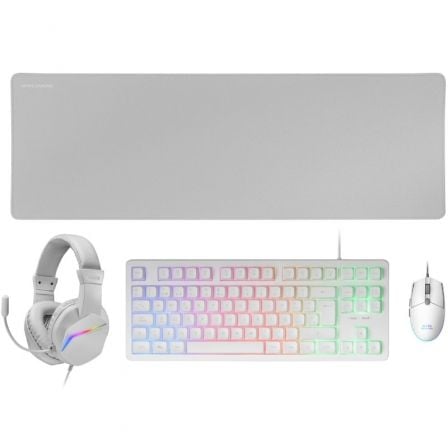 Pack Gaming Mars Gaming MCP-RGB3W/ Teclado RGB + Ratón Óptico + Alfombrilla XXL + Auriculares - Frikibase