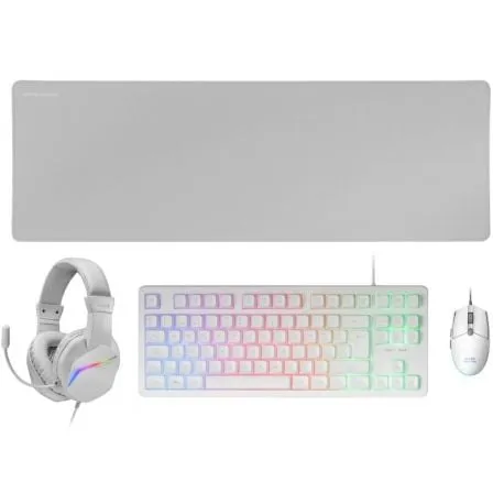 Pack Gaming Mars Gaming MCP-RGB3W/ Teclado RGB + Ratón Óptico + Alfombrilla XXL + Auriculares - Frikibase