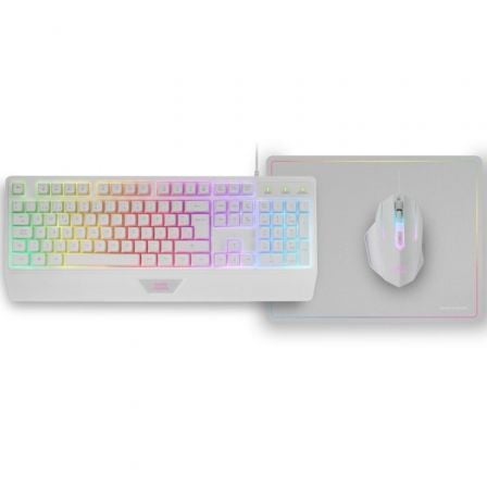 Pack Gaming Mars Gaming MCP124/ Teclado H-MECH  + Ratón Óptico + Alfombrilla/ Blanco - Frikibase