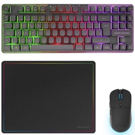 Pack Gaming Mars Gaming MCPWTKL/ Teclado Inalámbrico + Ratón Inalámbrico + Alfombrilla - Frikibase