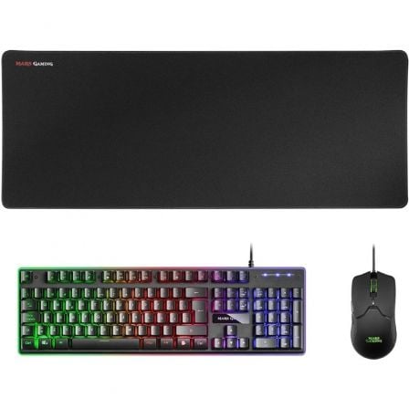 Pack Gaming Mars Gaming MCPX/ Teclado H-MECH  + Ratón Óptico + Alfombrilla/ Negro - Frikibase